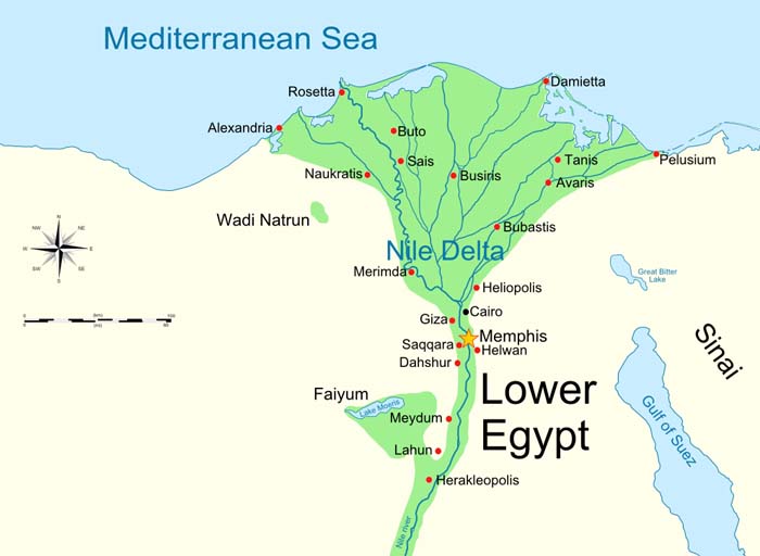 Mapa del Bajo Egipto