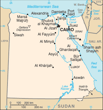 Mapa del Egipto Moderno