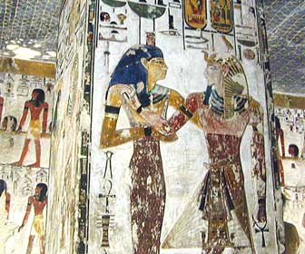 Neftis y Sethi I en la tumba de Sethi I