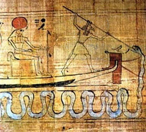Representación de Seth luchando contra Apophis